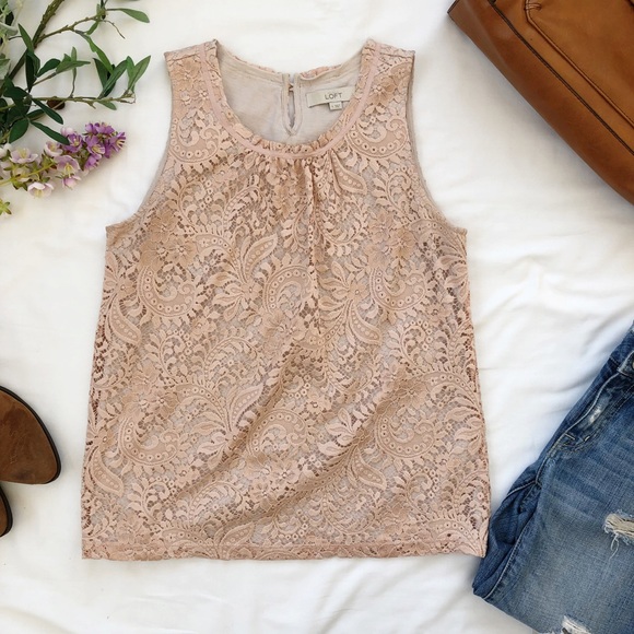 LOFT Tops - LOFT Blush Pink BOHO Lace Blouse